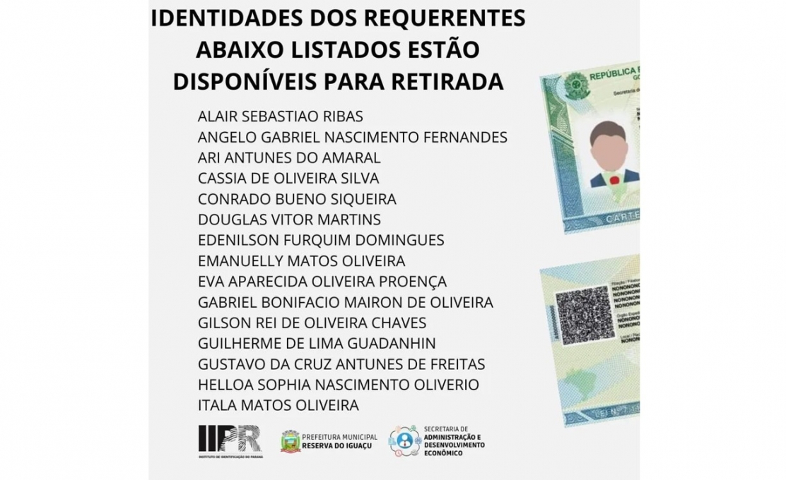 ⚠️POSTO DE IDENTIFICAÇÃO DE RESERVA DO IGUAÇU INFORMA QUE AS IDENTIDADES DOS REQUERENTES...