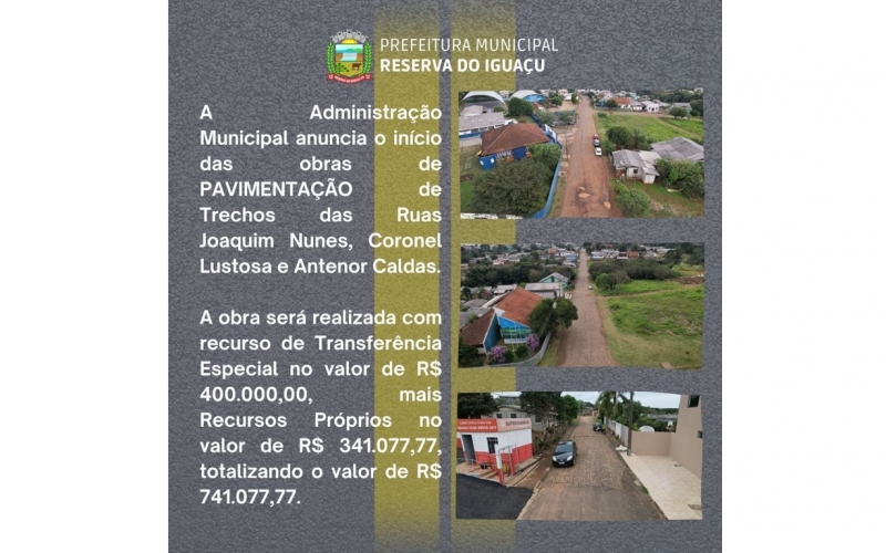 ADMINISTRAÇÃO MUNICIPAL INICIA MAIS UMA OBRA DE PAVIMENTAÇÃO DE RUAS IMPORTANTES