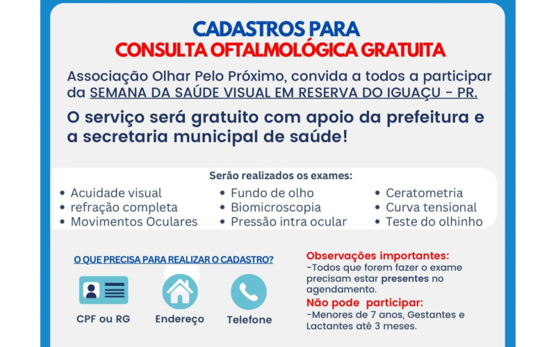 CADASTRO PARA CONSULTA OFTALMOLÓGICA