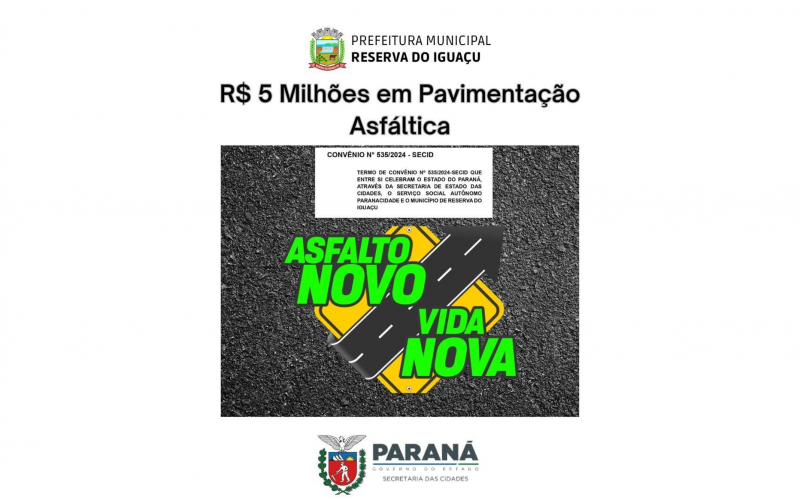 ADMINISTRAÇÃO MUNICIPAL INICIA PROCESSO LICITATÓRIO DE PAVIMENTAÇÃO ASFÁLTICA NO VALOR DE R$ 5 MILHÕES